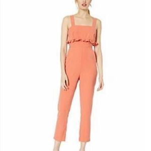 BCBG Sleeveless Coral Ruffle Jumpsuit Romper Size 2